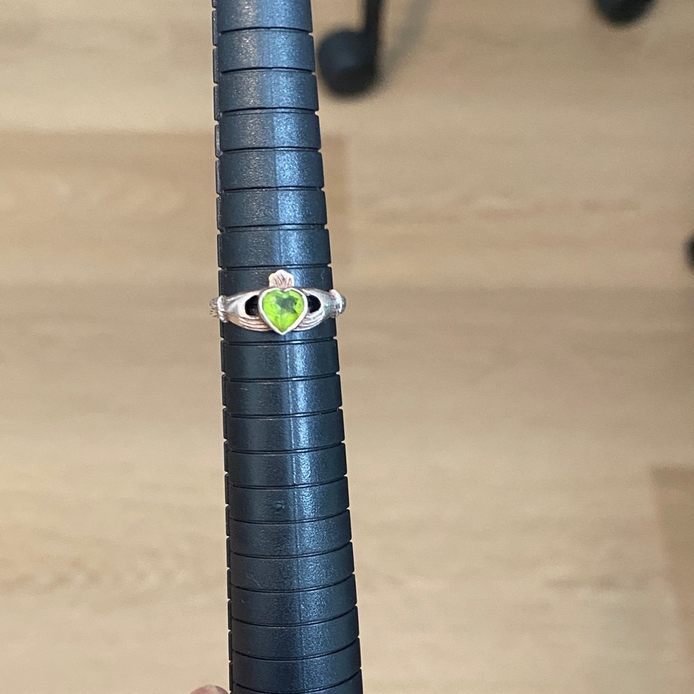 Silver Heart Ring with Peridot Gemstone